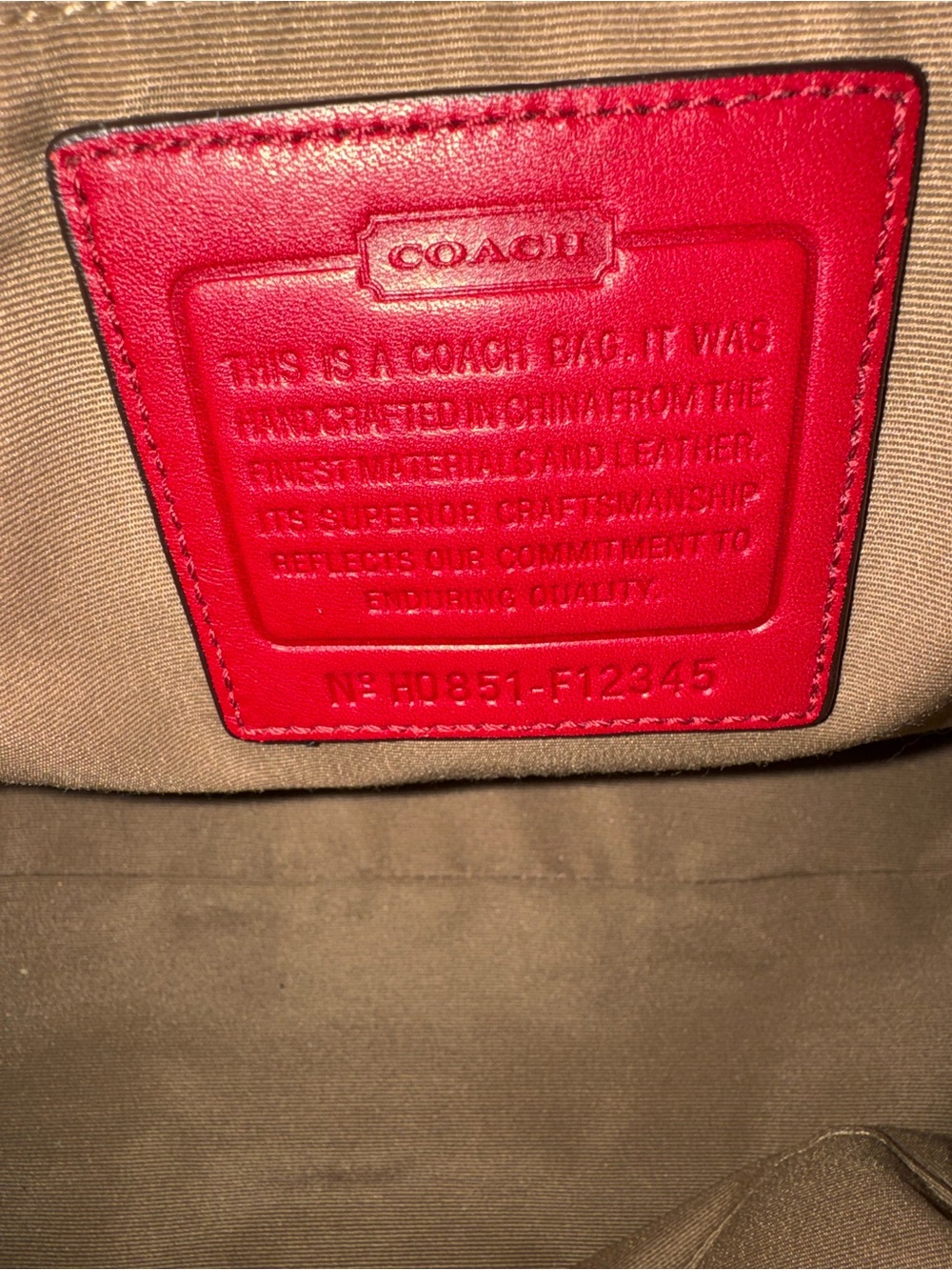 Coach Red Signature Tote with Leather Accents - Picture 5 of 5